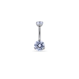 Navel Prong Set Doble Cristal
