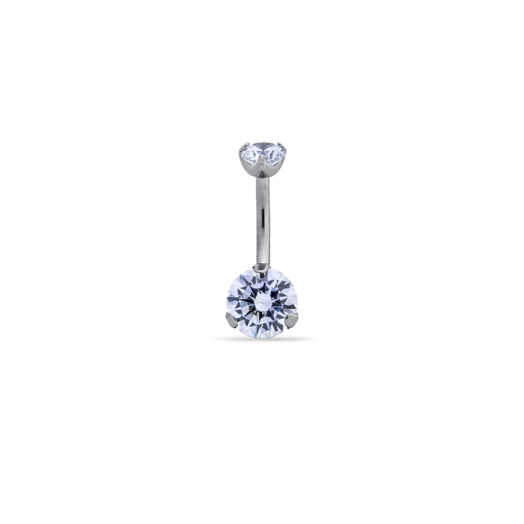 Navel Prong Set Doble Cristal
