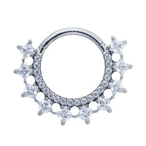 Argolla Clicker Cristales Cuadrados