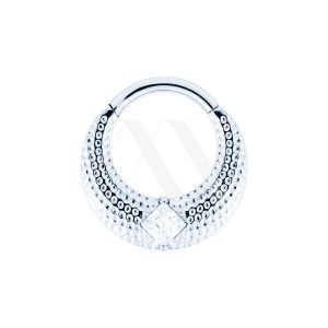 Argolla Clicker Textura y Cristal en el centro